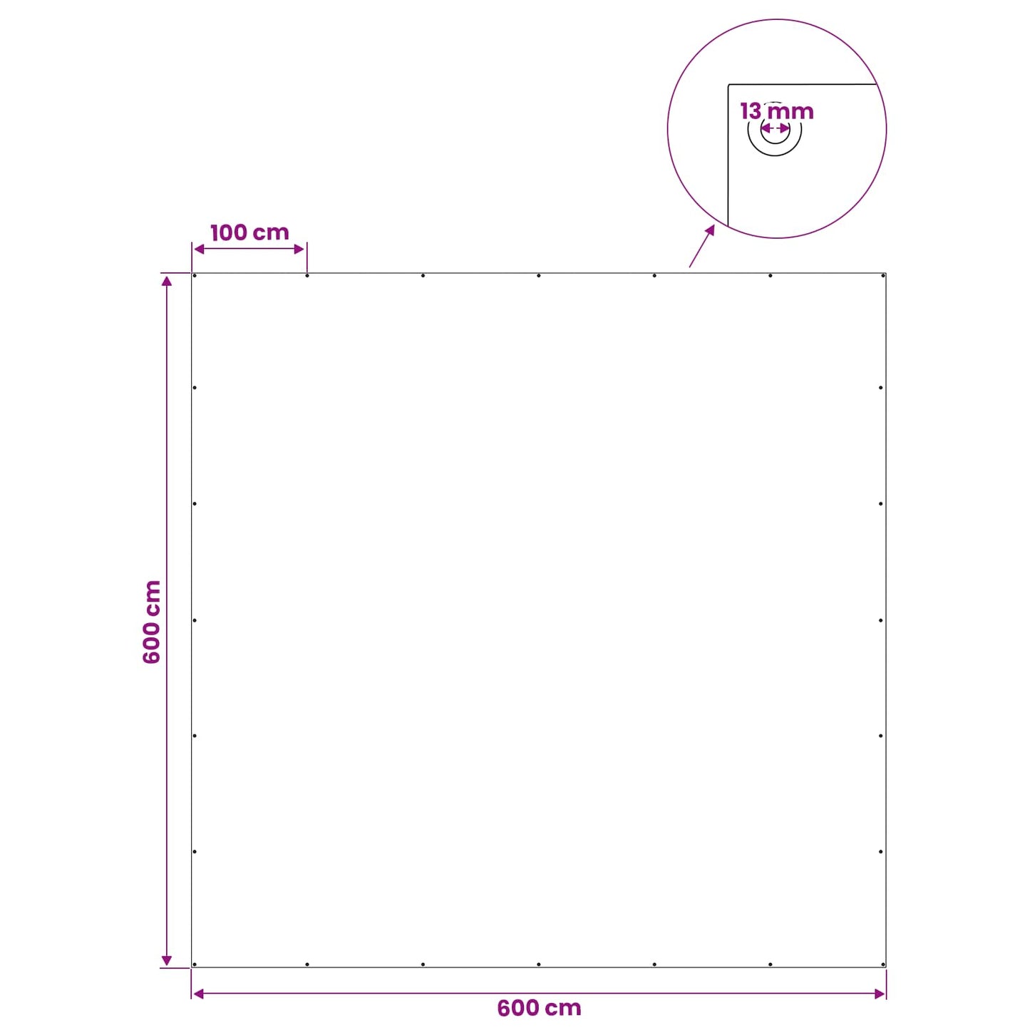Tarpaulin with Eyelets Light Grey 6 x 6 m 260 gsm PE