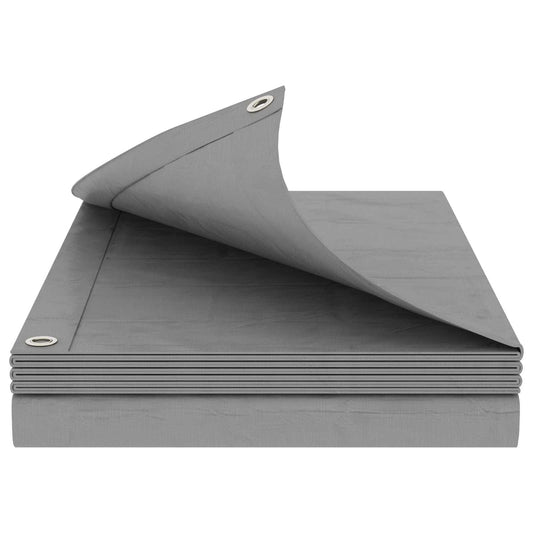 Tarpaulin with Eyelets Light Grey 6 x 10 m 260 gsm PE