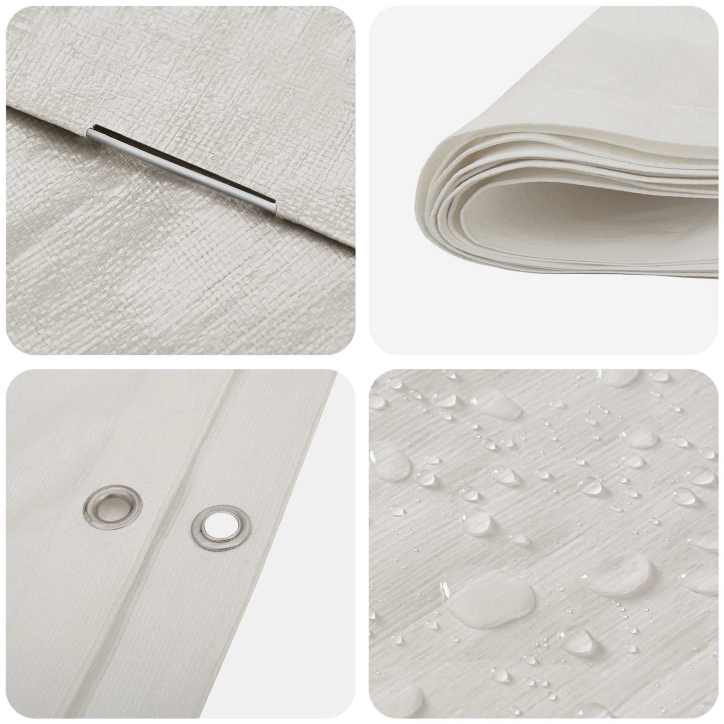 Tarpaulin with Eyelets White 4 x 6 m 180 gsm PE