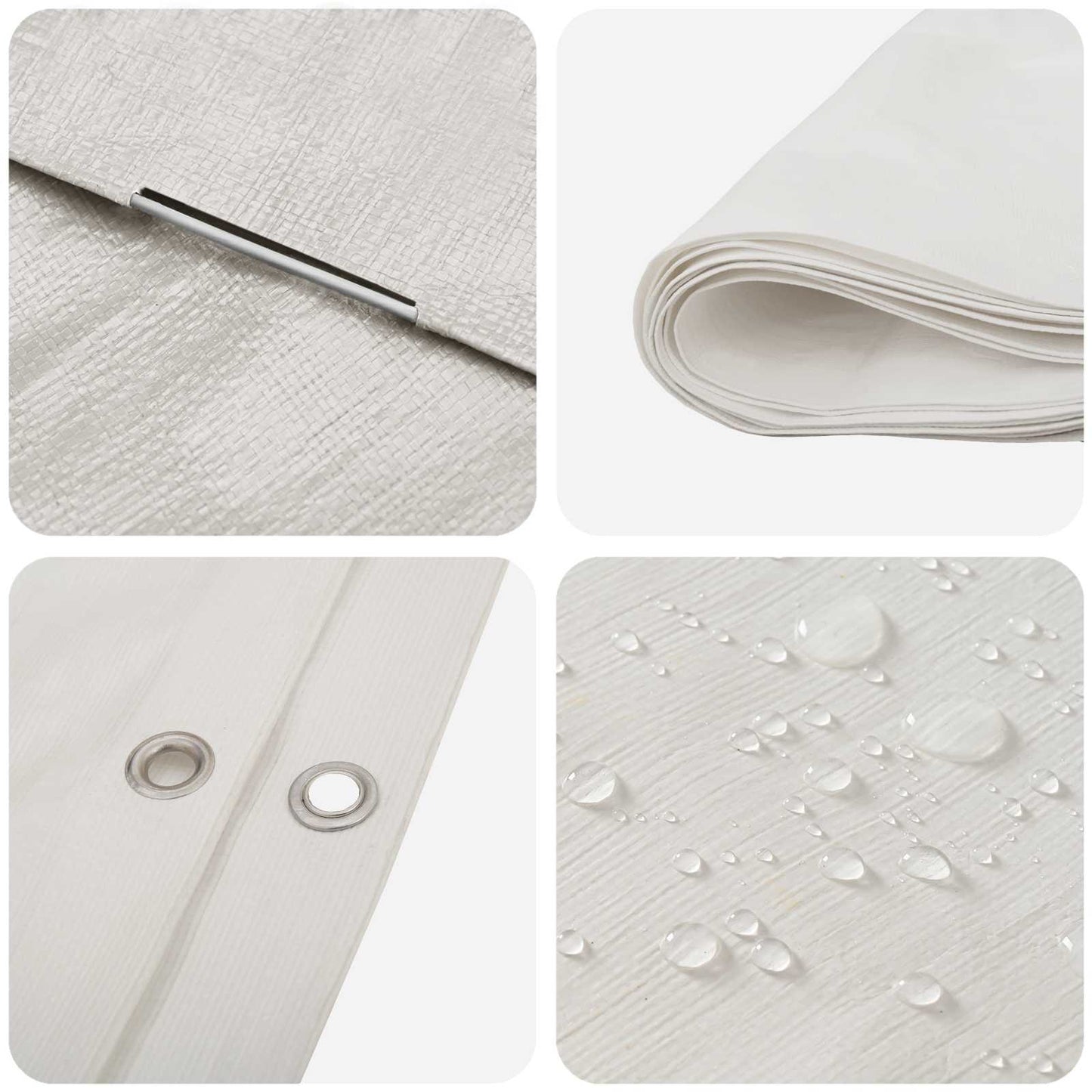 Tarpaulin with Eyelets White 8 x 8 m 260 gsm PE