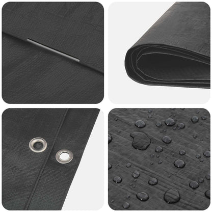 Tarpaulin with Eyelets Anthracite Grey 6 x 12 m 90 gsm PE