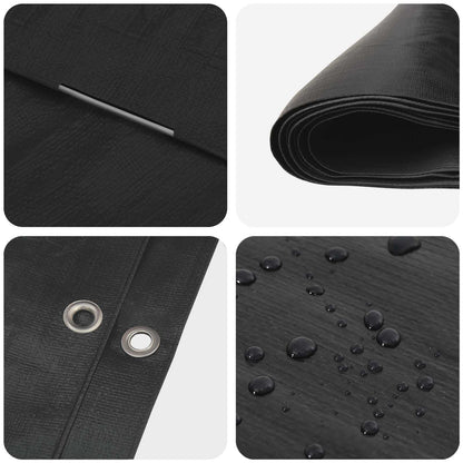 Tarpaulin with Eyelets Anthracite Grey 8 x 12 m 180 gsm PE