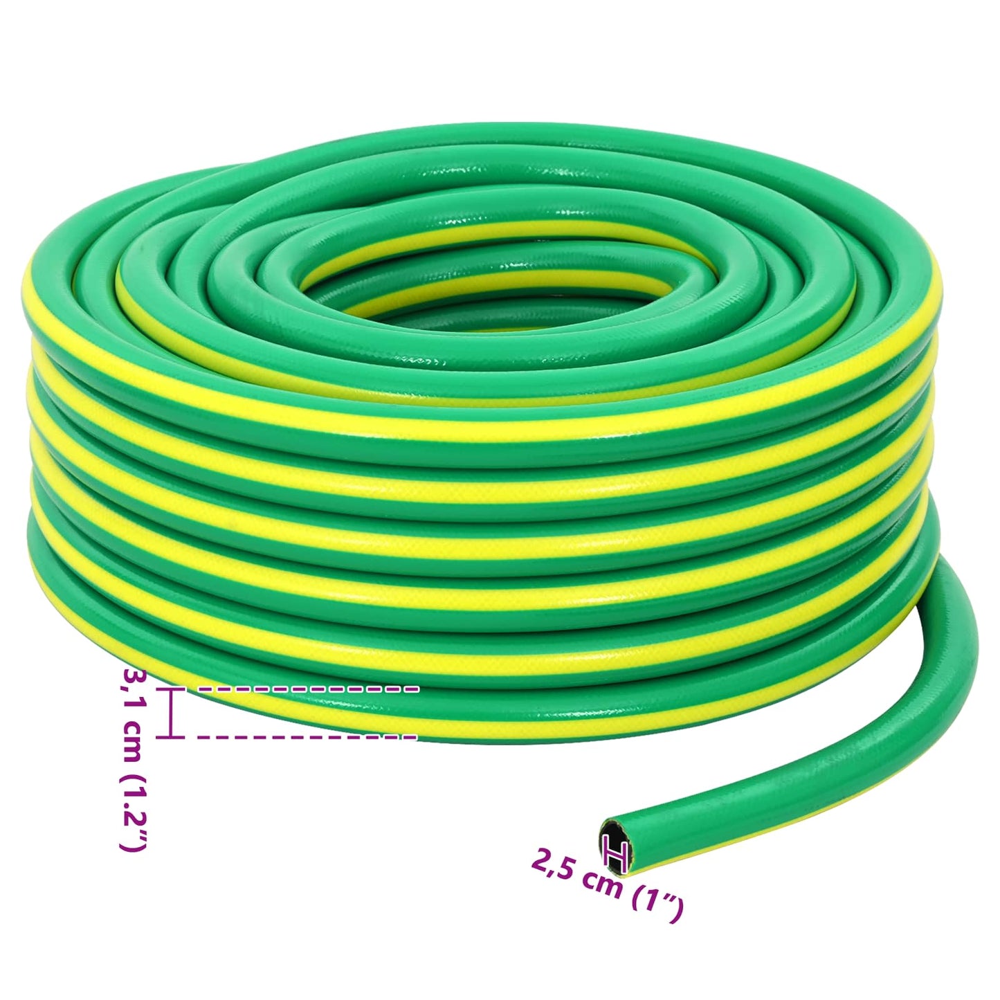 Garden Hose 5-Ply Green and Yellow 1" 30 m PVC