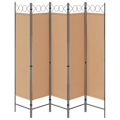 5-Panel Room Divider Beige 200 x 180 cm Fabric