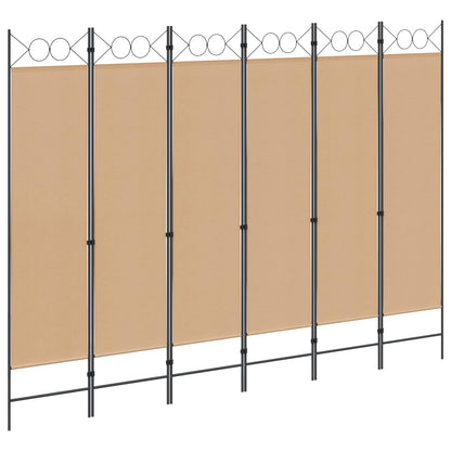 6-Panel Room Divider Beige 240 x 180 cm Fabric