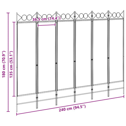 6-Panel Room Divider Beige 240 x 180 cm Fabric