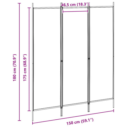 3-Panel Room Divider Beige 150 x 180 cm Fabric