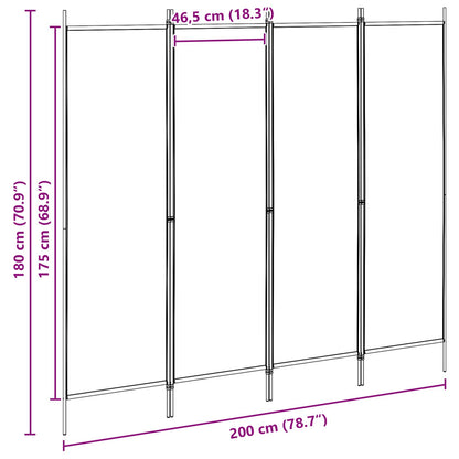 4-Panel Room Divider Beige 200 x 180 cm Fabric