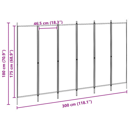 6-Panel Room Divider Beige 300 x 180 cm Fabric