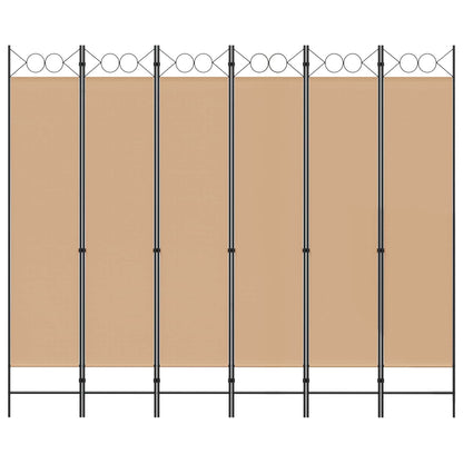 6-Panel Room Divider Beige 240 x 200 cm Fabric