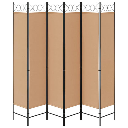 6-Panel Room Divider Beige 240 x 200 cm Fabric