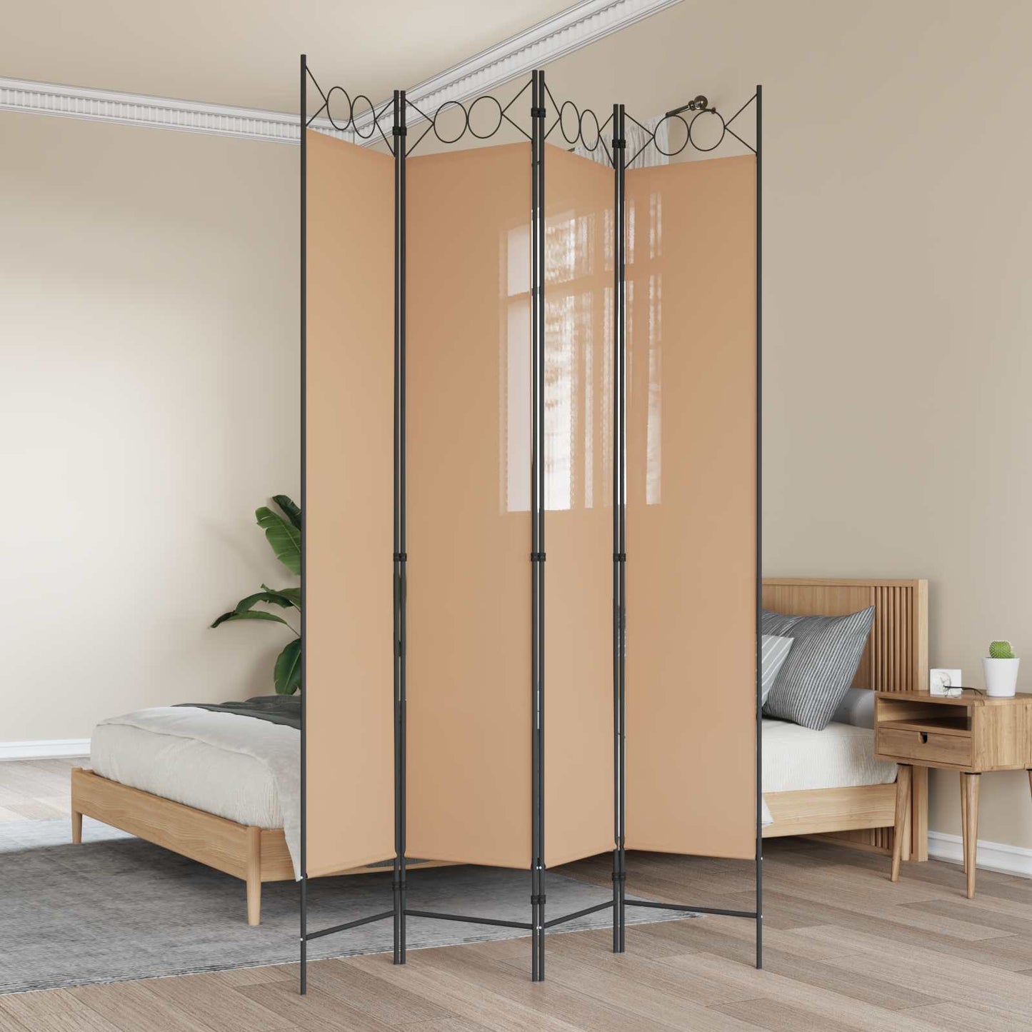 Room Divider Beige 160 x 220 cm Fabric