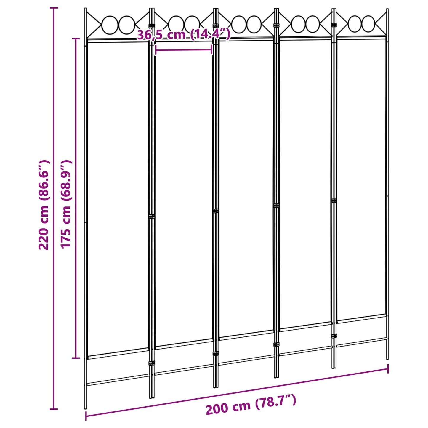 Room Divider Beige 200 x 220 cm Fabric
