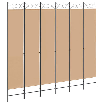 6-Panel Room Divider Beige 240 x 220 cm Fabric