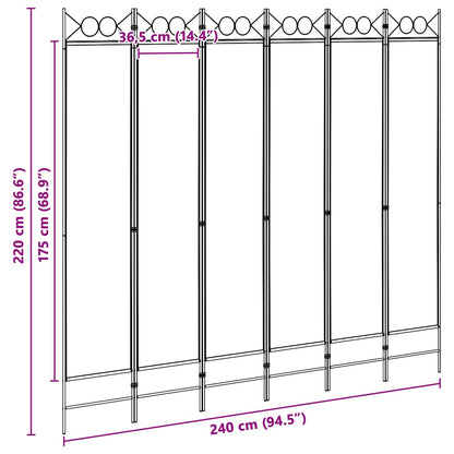 6-Panel Room Divider Beige 240 x 220 cm Fabric