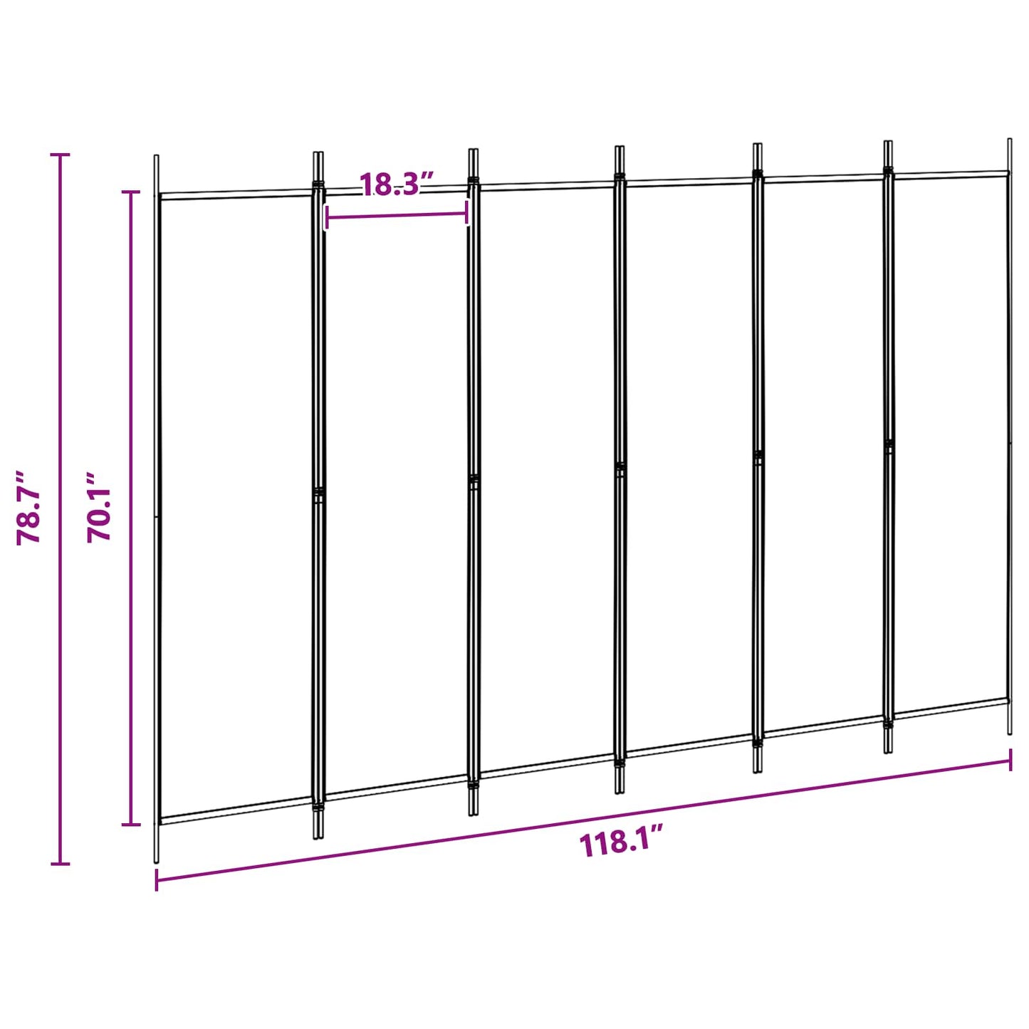 6-Panel Room Divider Beige 300 x 200 cm Fabric