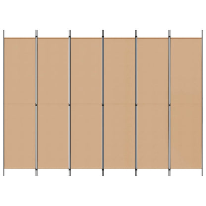 6-Panel Room Divider Beige 300 x 220 cm Fabric