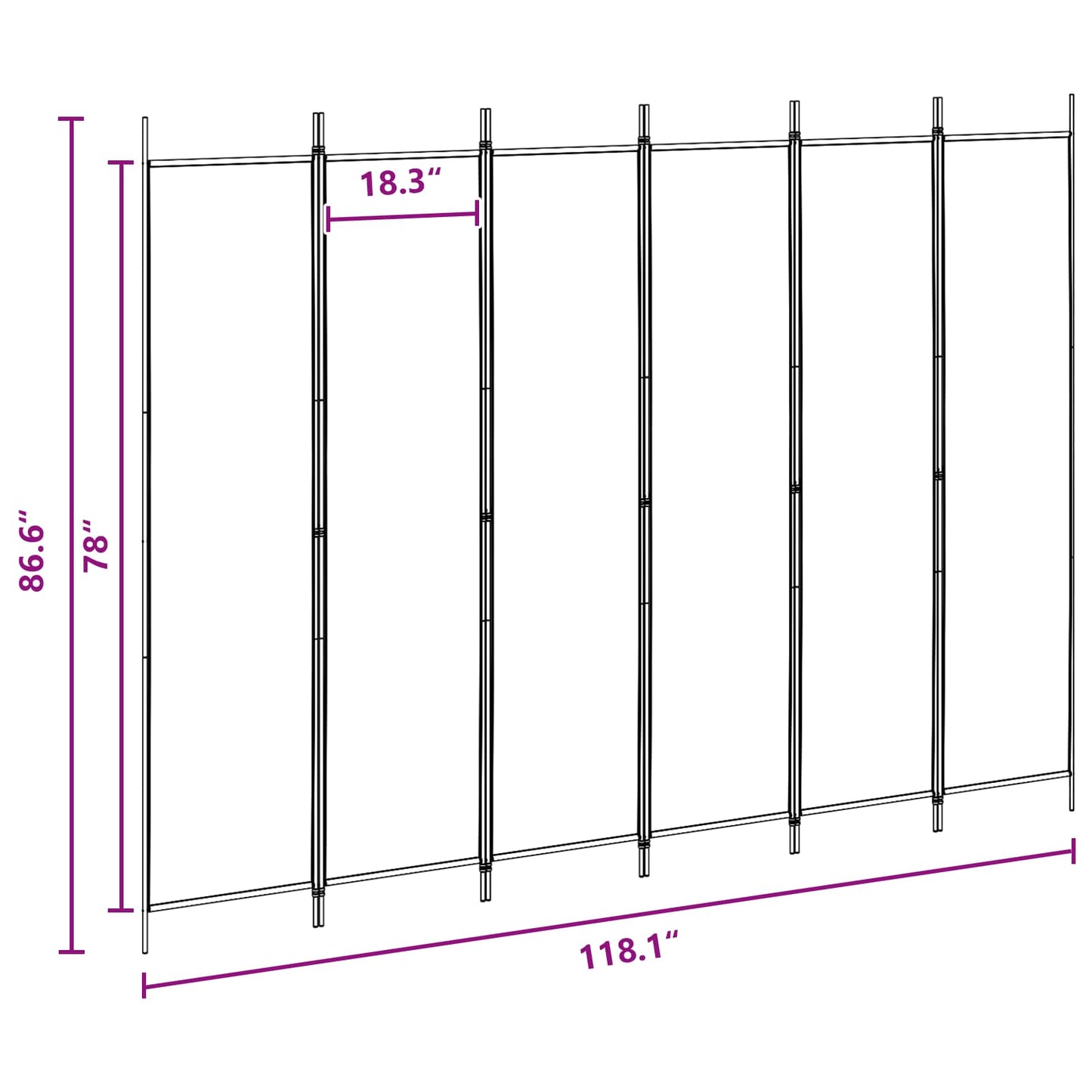 6-Panel Room Divider Beige 300 x 220 cm Fabric