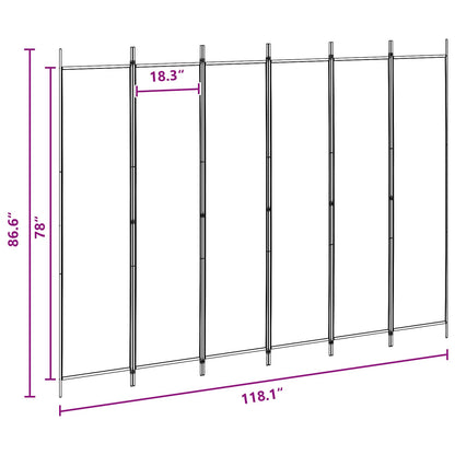 6-Panel Room Divider Beige 300 x 220 cm Fabric