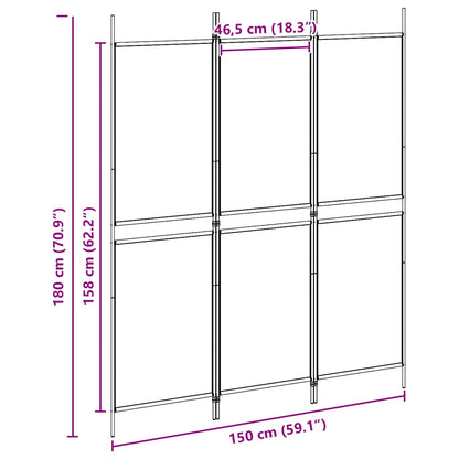 3-Panel Room Divider Beige 150 x 180 cm Fabric