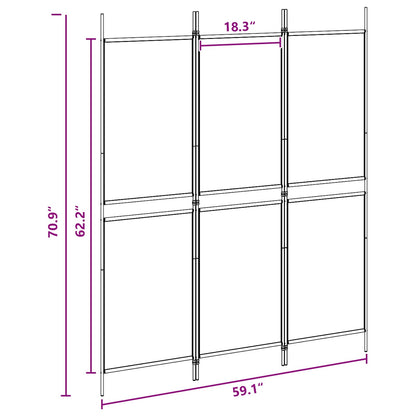 3-Panel Room Divider Beige 150 x 180 cm Fabric