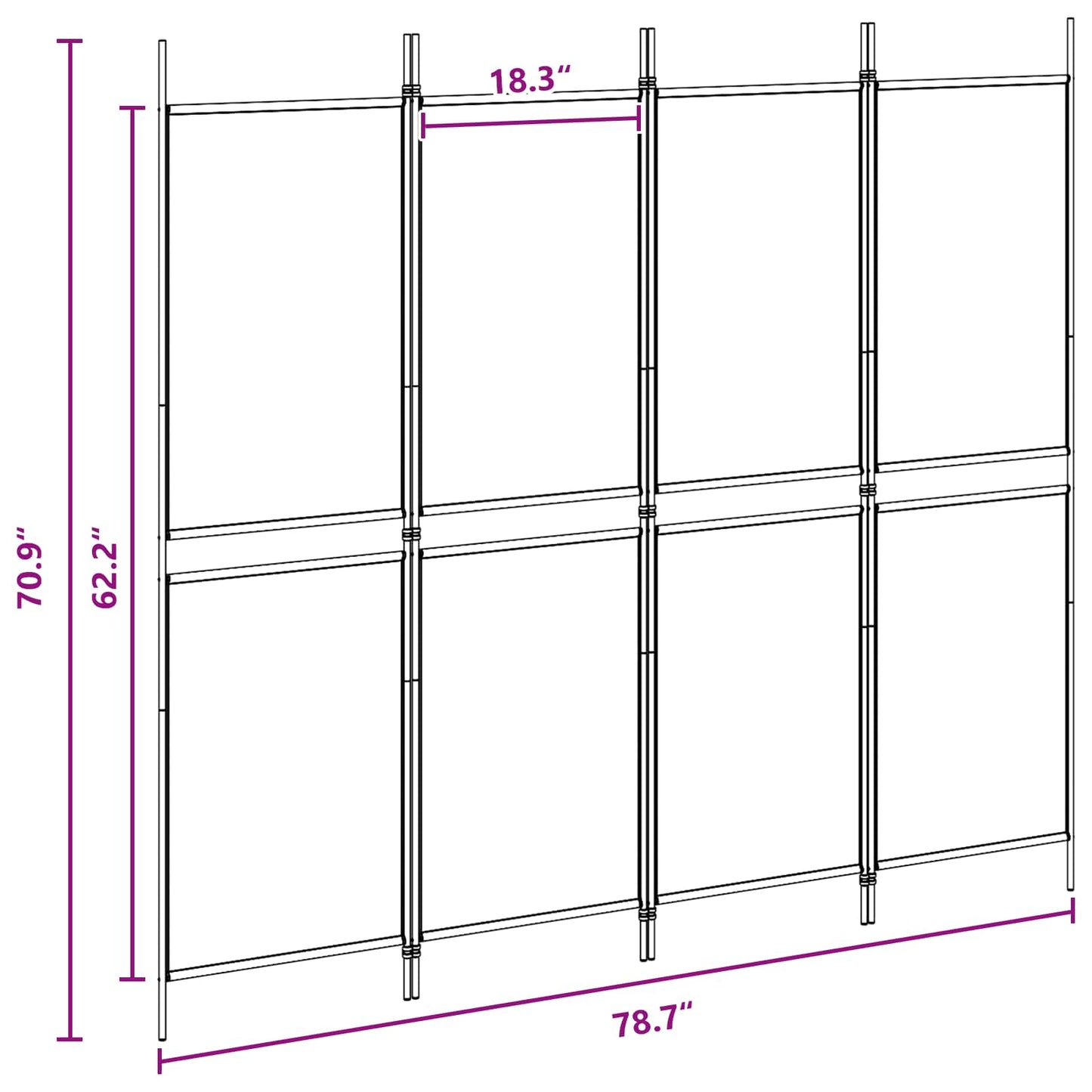 4-Panel Room Divider Beige 200 x 180 cm Fabric