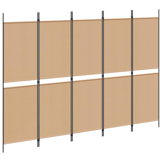 5-Panel Room Divider Beige 250 x 180 cm Fabric