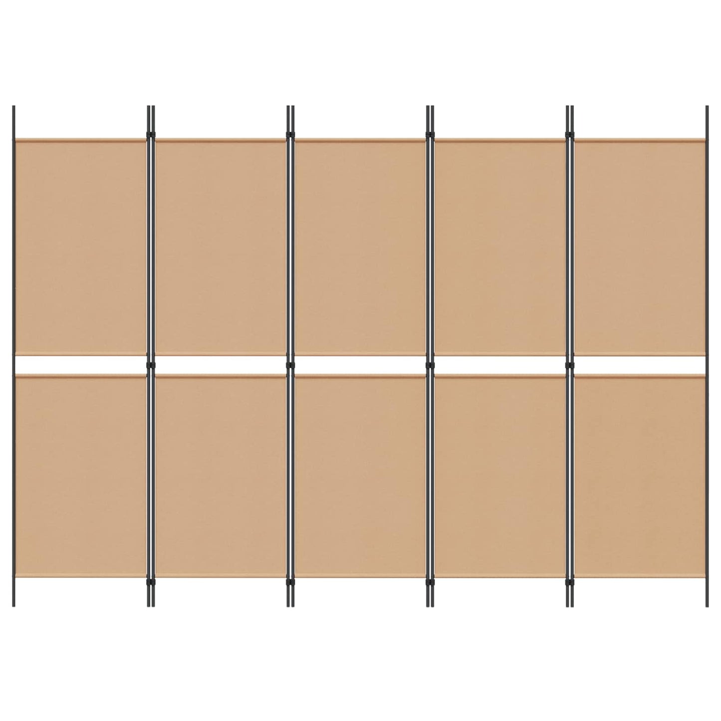 5-Panel Room Divider Beige 250 x 180 cm Fabric