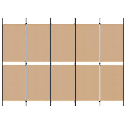 5-Panel Room Divider Beige 250 x 180 cm Fabric