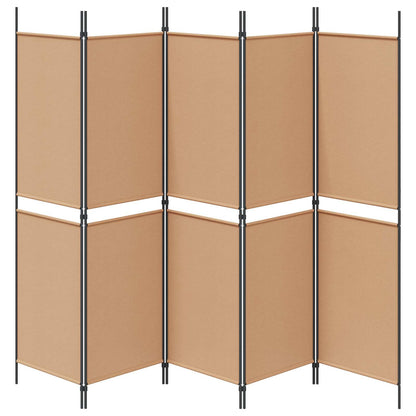 5-Panel Room Divider Beige 250 x 180 cm Fabric