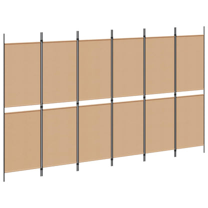 6-Panel Room Divider Beige 300 x 180 cm Fabric