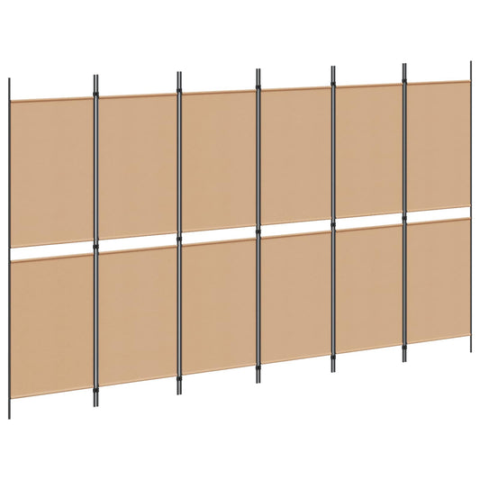 6-Panel Room Divider Beige 300 x 180 cm Fabric