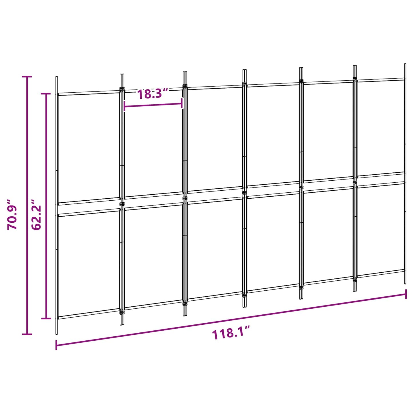 6-Panel Room Divider Beige 300 x 180 cm Fabric
