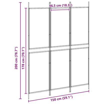 3-Panel Room Divider Beige 150 x 200 cm Fabric