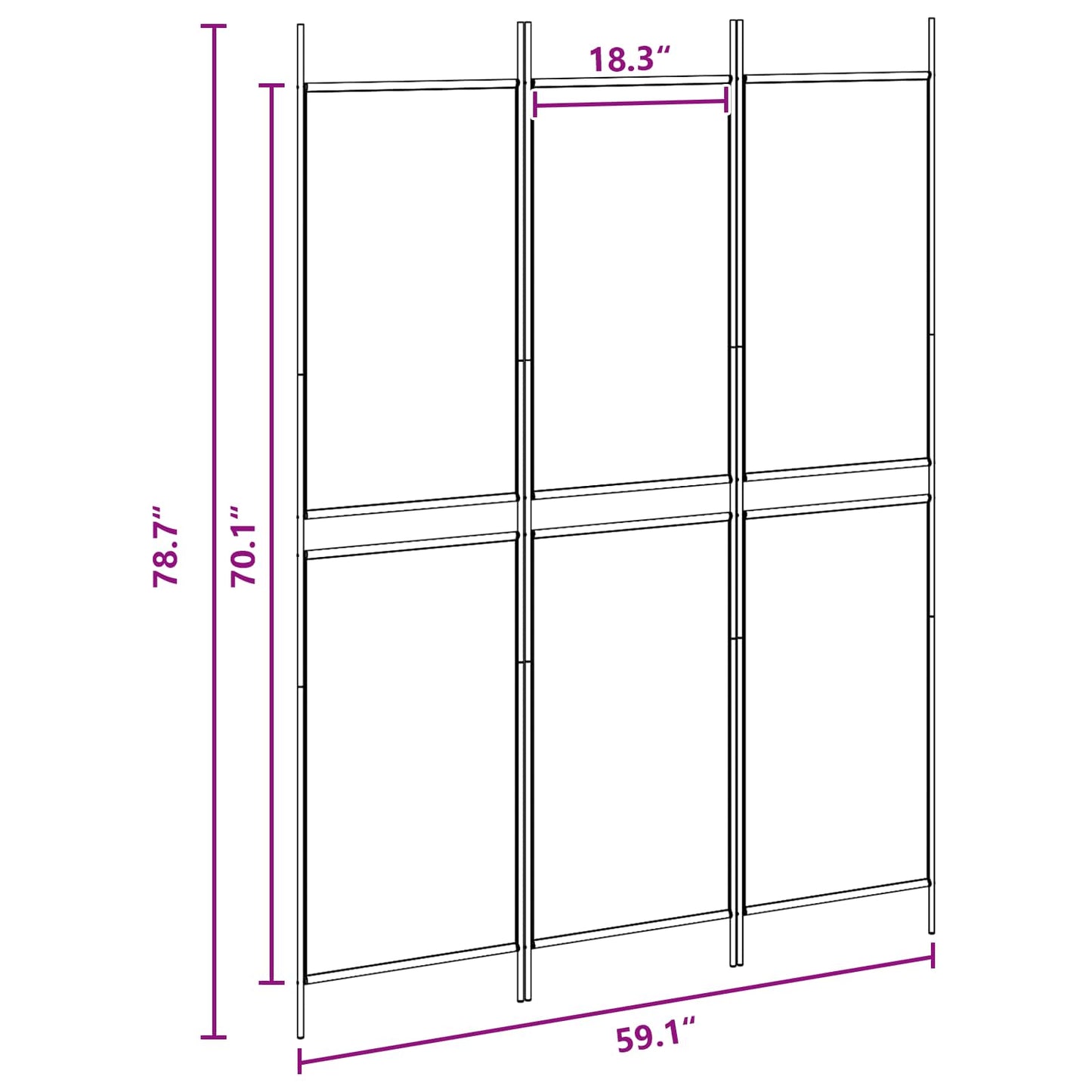 3-Panel Room Divider Beige 150 x 200 cm Fabric