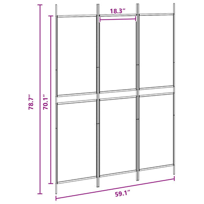 3-Panel Room Divider Beige 150 x 200 cm Fabric