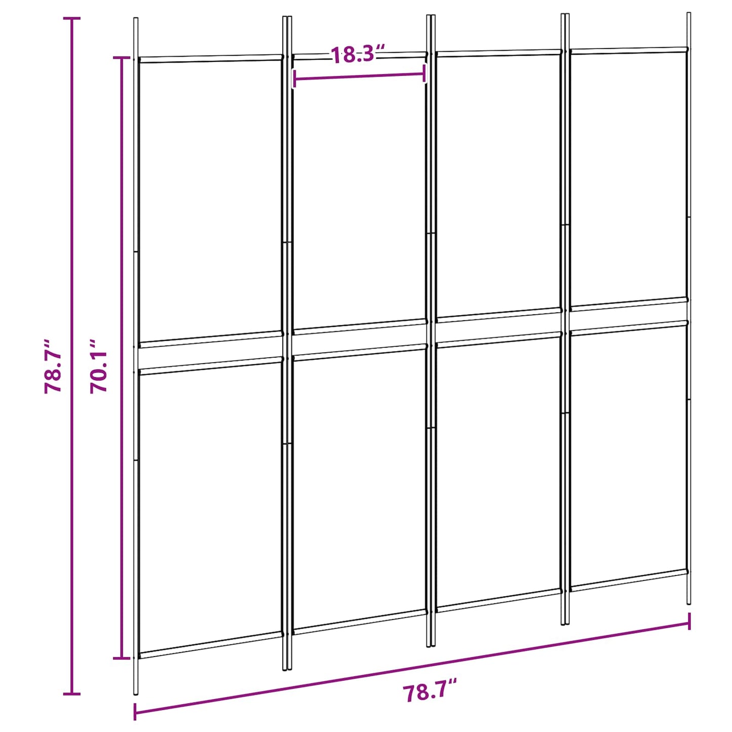 4-Panel Room Divider Beige 200 x 200 cm Fabric