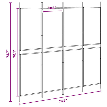 4-Panel Room Divider Beige 200 x 200 cm Fabric