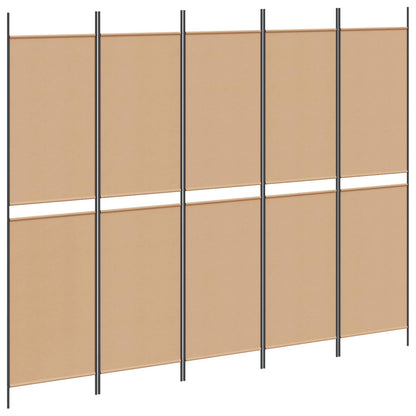 5-Panel Room Divider Beige 250 x 200 cm Fabric
