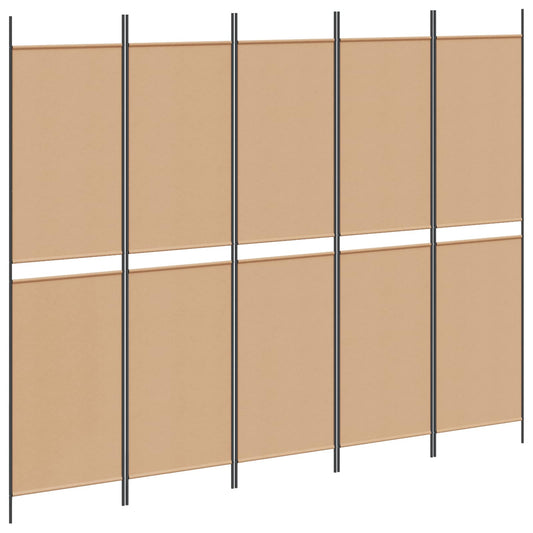 5-Panel Room Divider Beige 250 x 200 cm Fabric