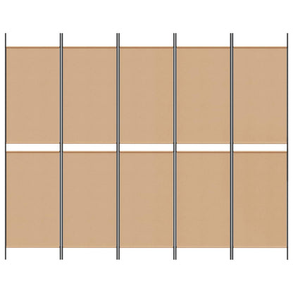 5-Panel Room Divider Beige 250 x 200 cm Fabric