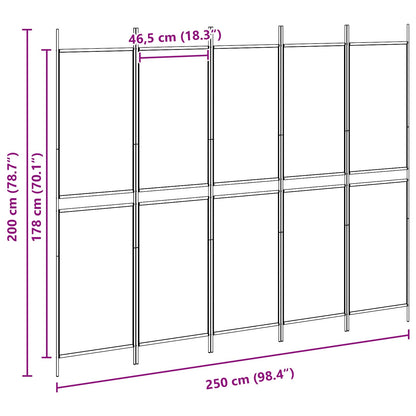 5-Panel Room Divider Beige 250 x 200 cm Fabric