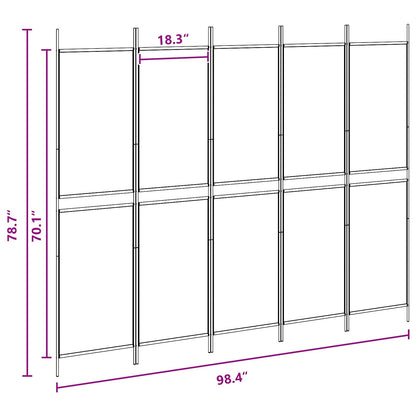 5-Panel Room Divider Beige 250 x 200 cm Fabric