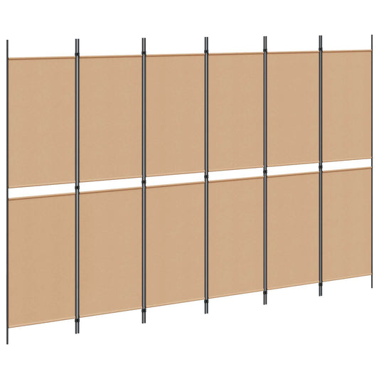 6-Panel Room Divider Beige 300 x 200 cm Fabric