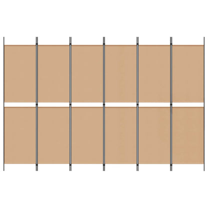 6-Panel Room Divider Beige 300 x 200 cm Fabric