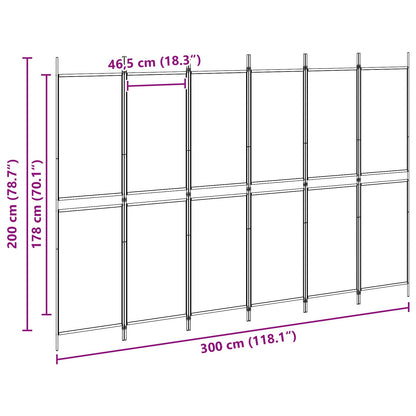 6-Panel Room Divider Beige 300 x 200 cm Fabric