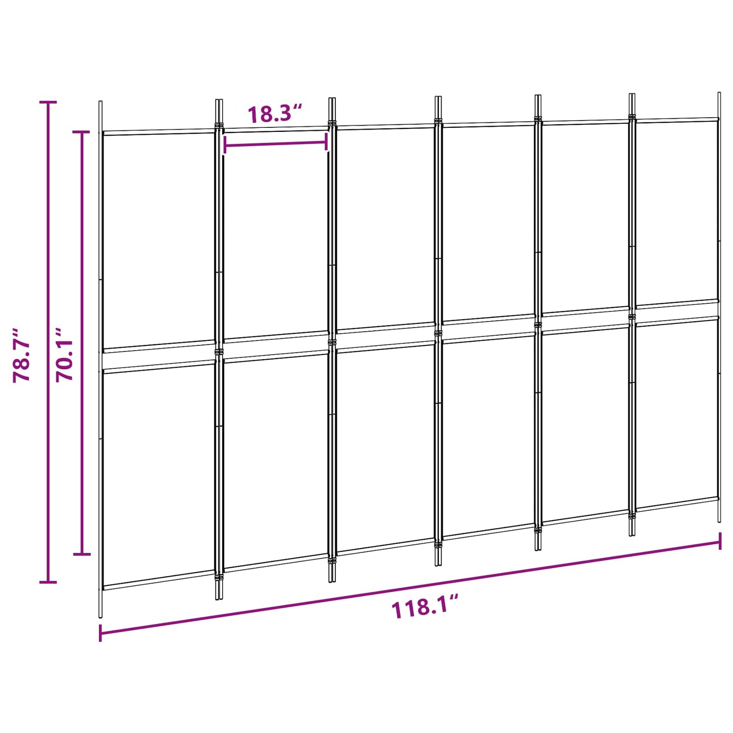 6-Panel Room Divider Beige 300 x 200 cm Fabric