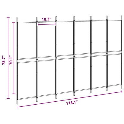 6-Panel Room Divider Beige 300 x 200 cm Fabric