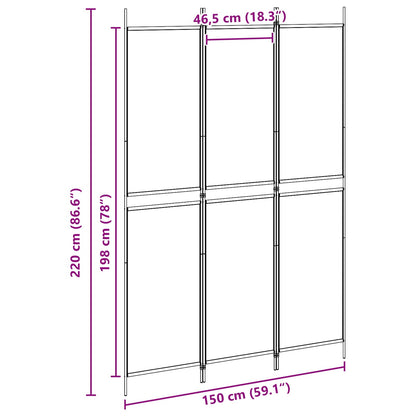3-Panel Room Divider Beige 150 x 220 cm Fabric
