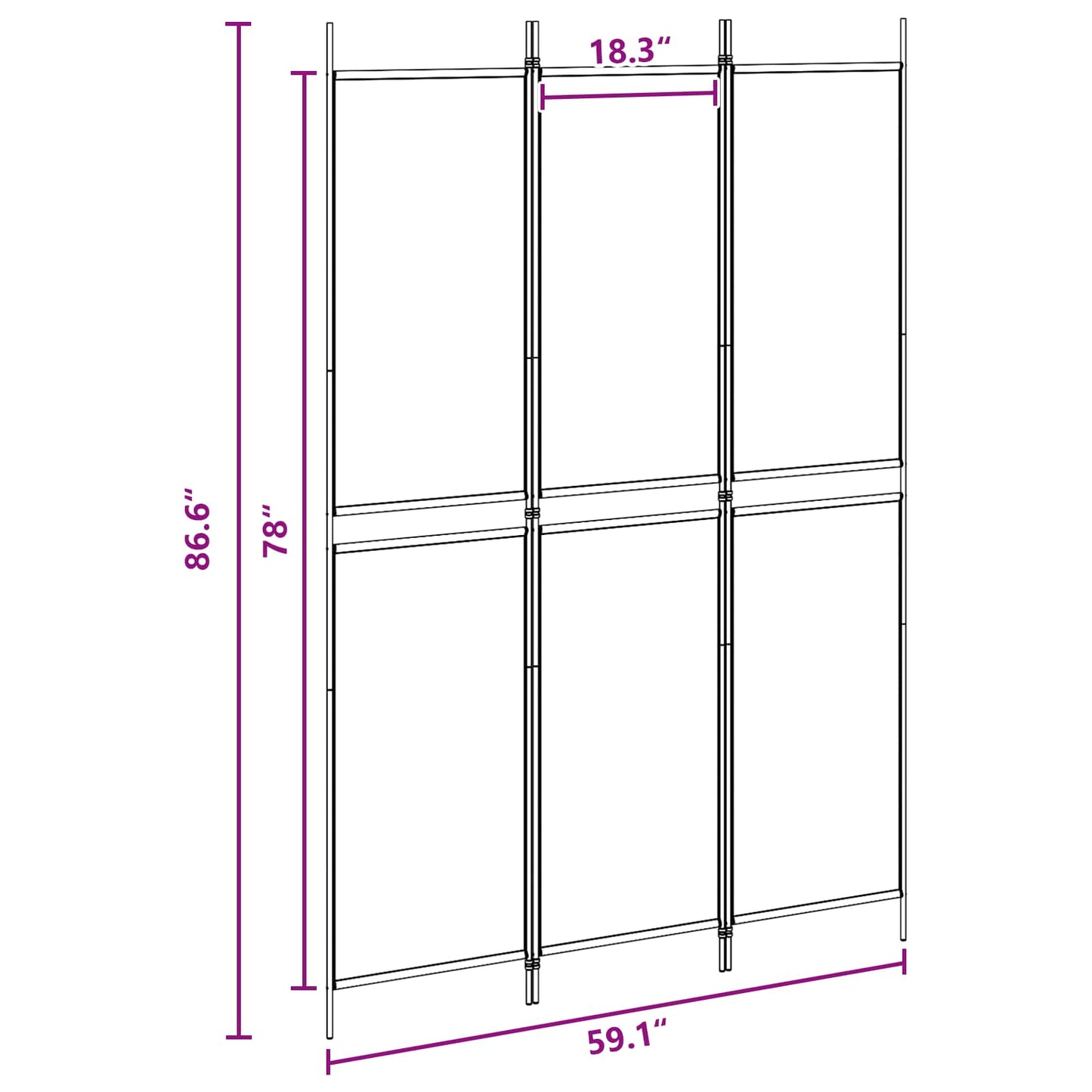 3-Panel Room Divider Beige 150 x 220 cm Fabric